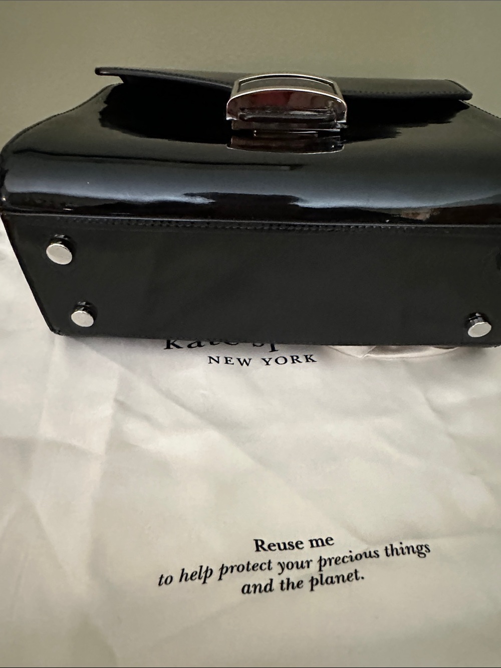 Kate Spade black, patent leather satchel with Top Handle - Picture 6 of 6